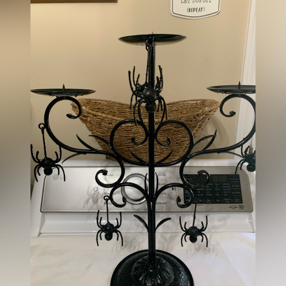 Halloween Candle Holder with spiders
